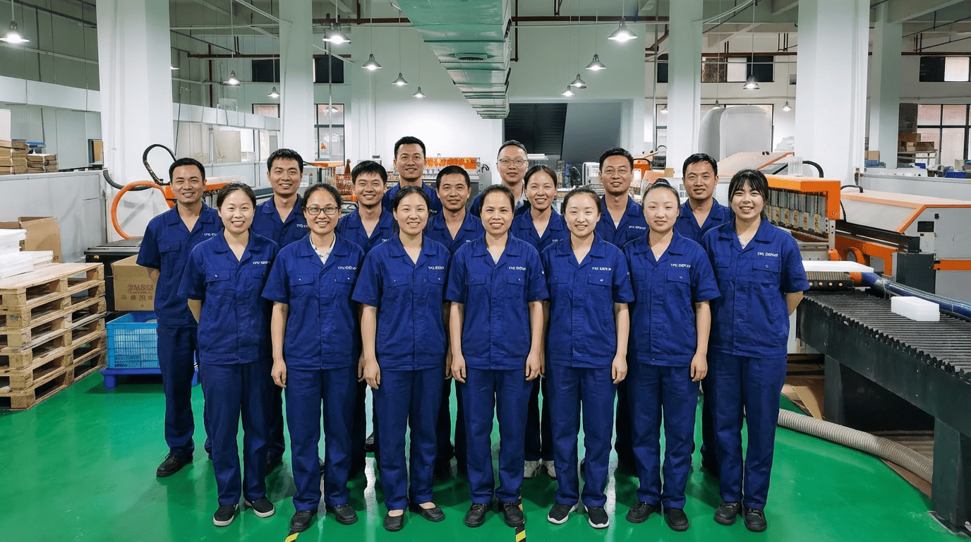 Yifu Display Factory Workshop Overview showing acrylic manufacturing process