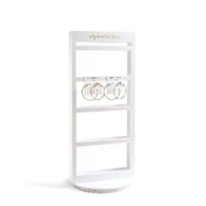 Rotating Earring Display Stand White Acrylic Double-Sided Card Rack