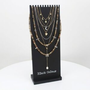 Acrylic Necklace Display – 12-Slot Black Stand for 6 Necklace Sets