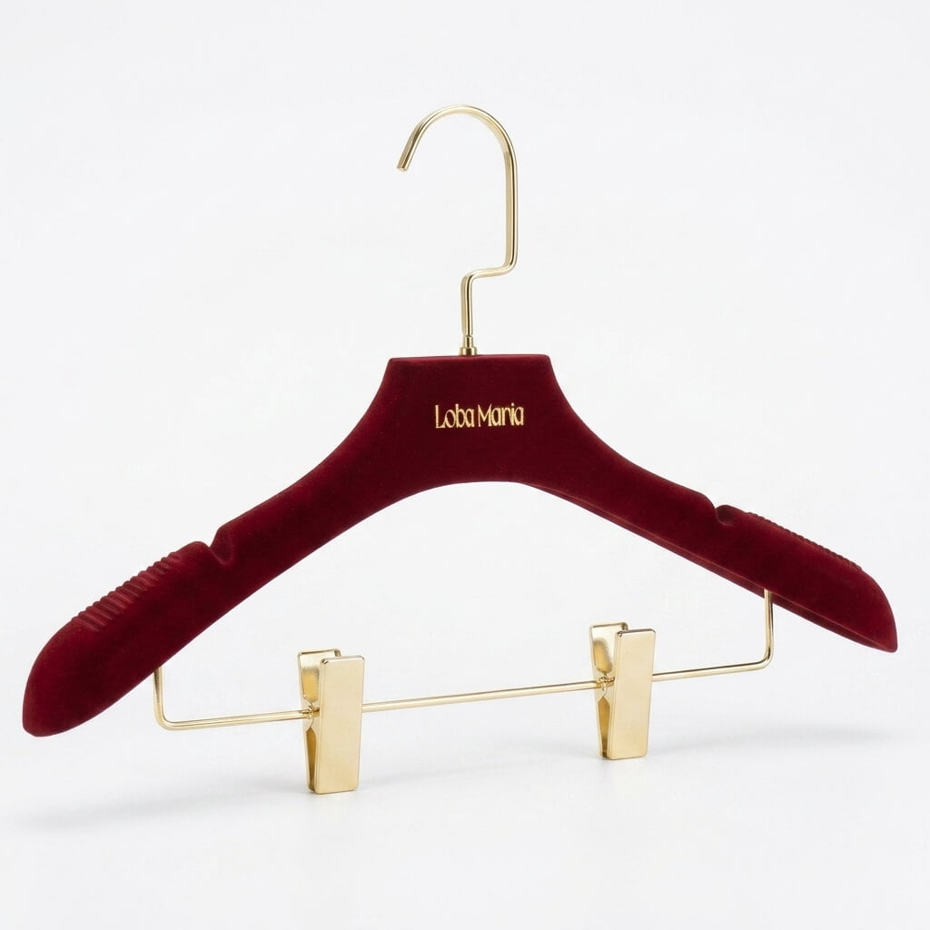 burgundy velvet flocked hanger