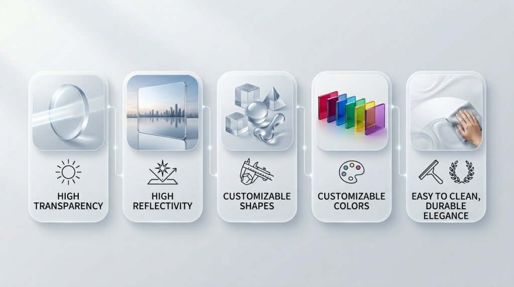 Close-up of diamond-polished edge on custom acrylic ring stand showing high transparency.