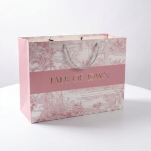 Custom Luxury Paper Bag with Gold Foil Logo & Matte Finish