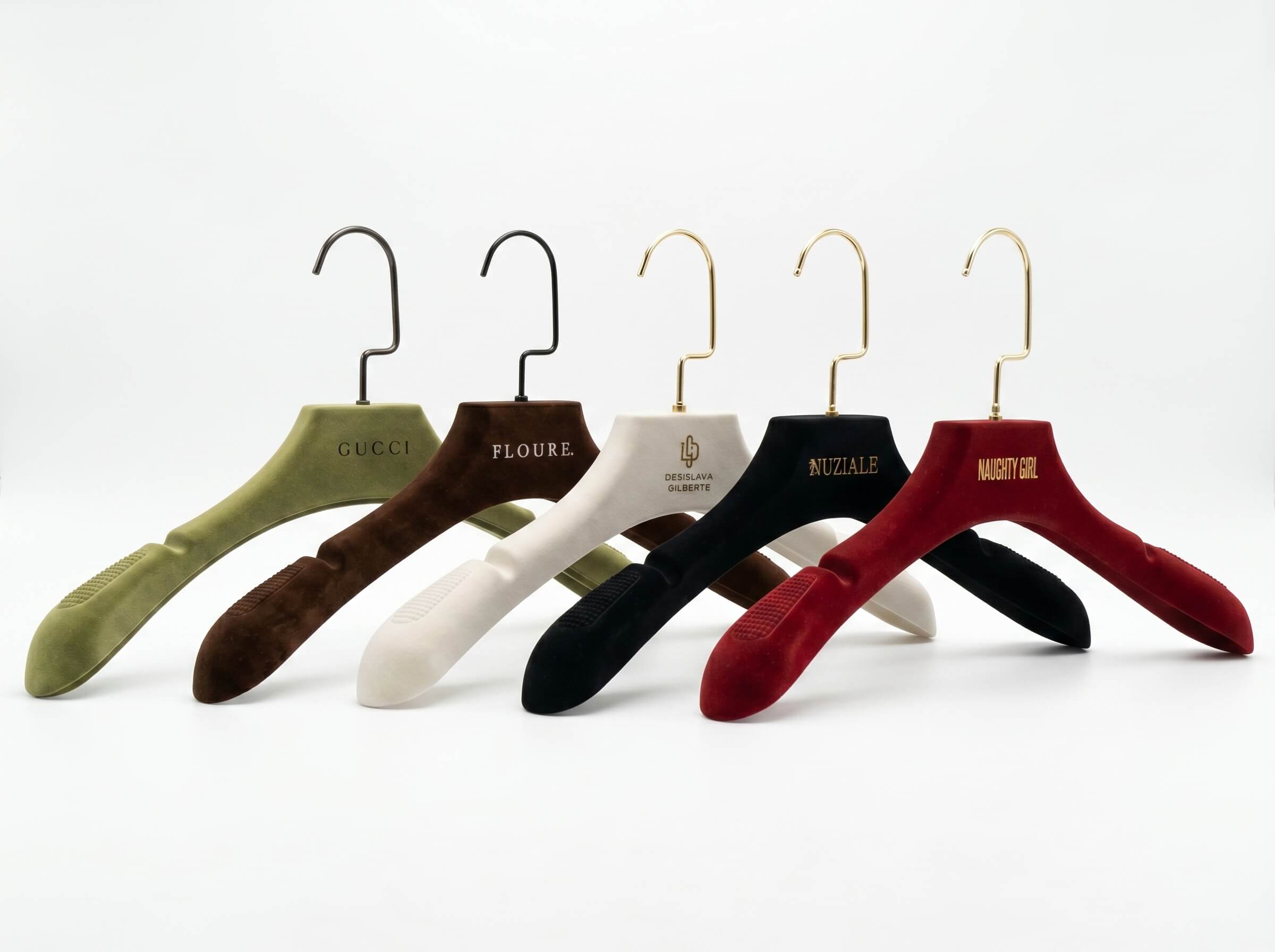 Luxury velvet hanger close-up detail