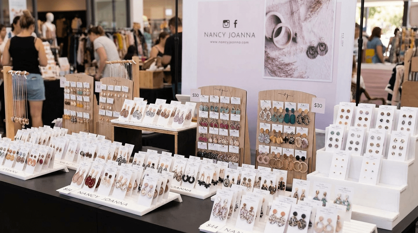 Elegant white acrylic earring display stand for retail shops, featuring multiple tiers to showcase stud and dangle earrings.