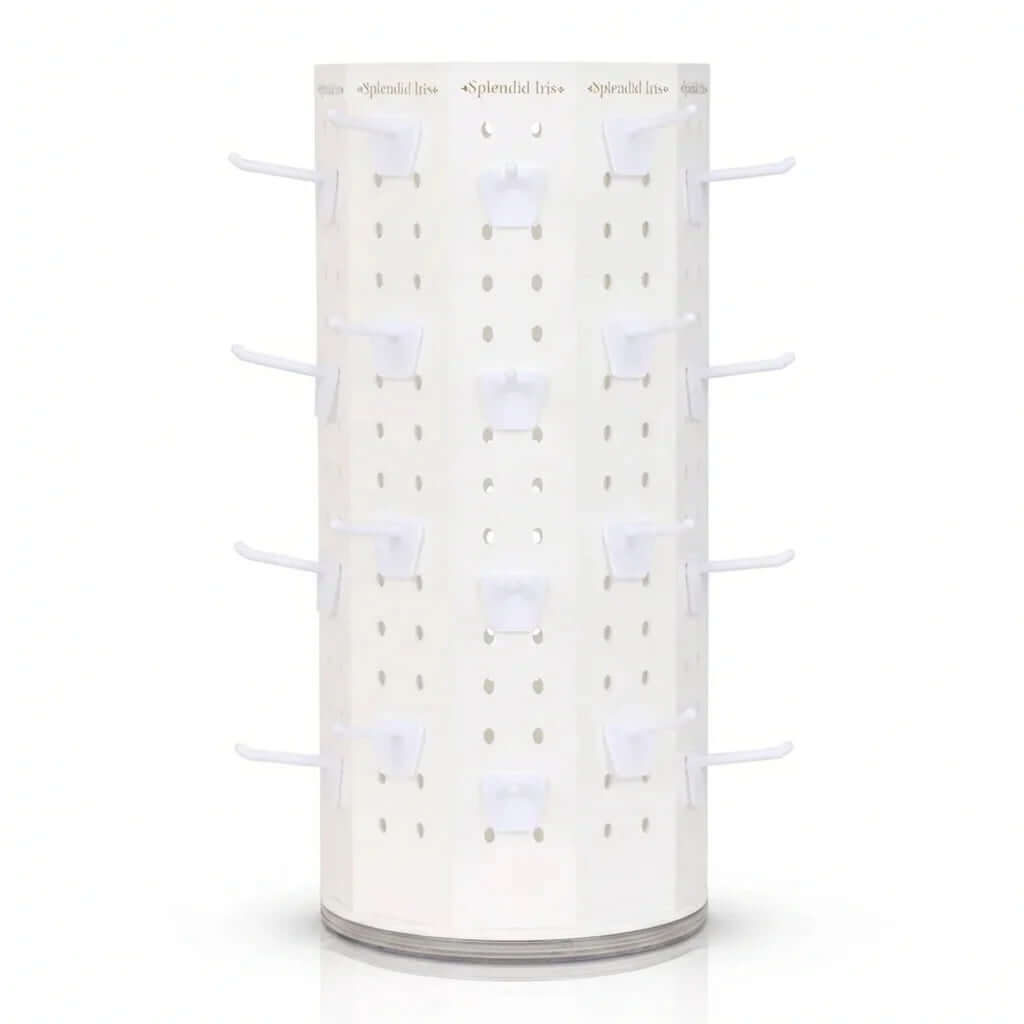 Professional 10-sided pegboard spinner for countertop retail displays, featuring custom logo and 300 adjustable holes.