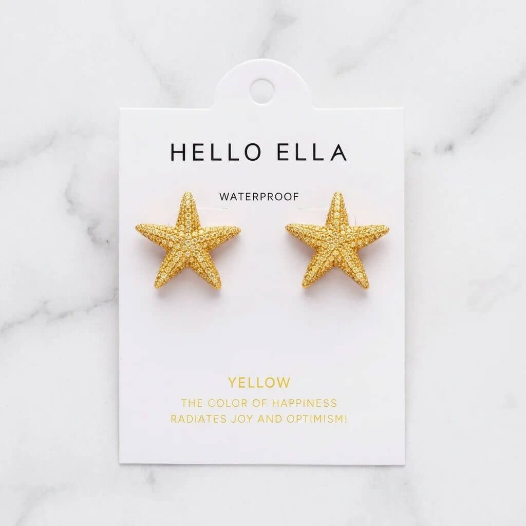 Personalized earring display cards made of heavy-duty 700g cardboard with 2-hole die-cut slots and custom offset logo printing.