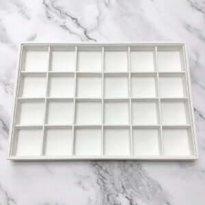 Custom Jewelry Tray in White PU Leather for Earring & Stud Display